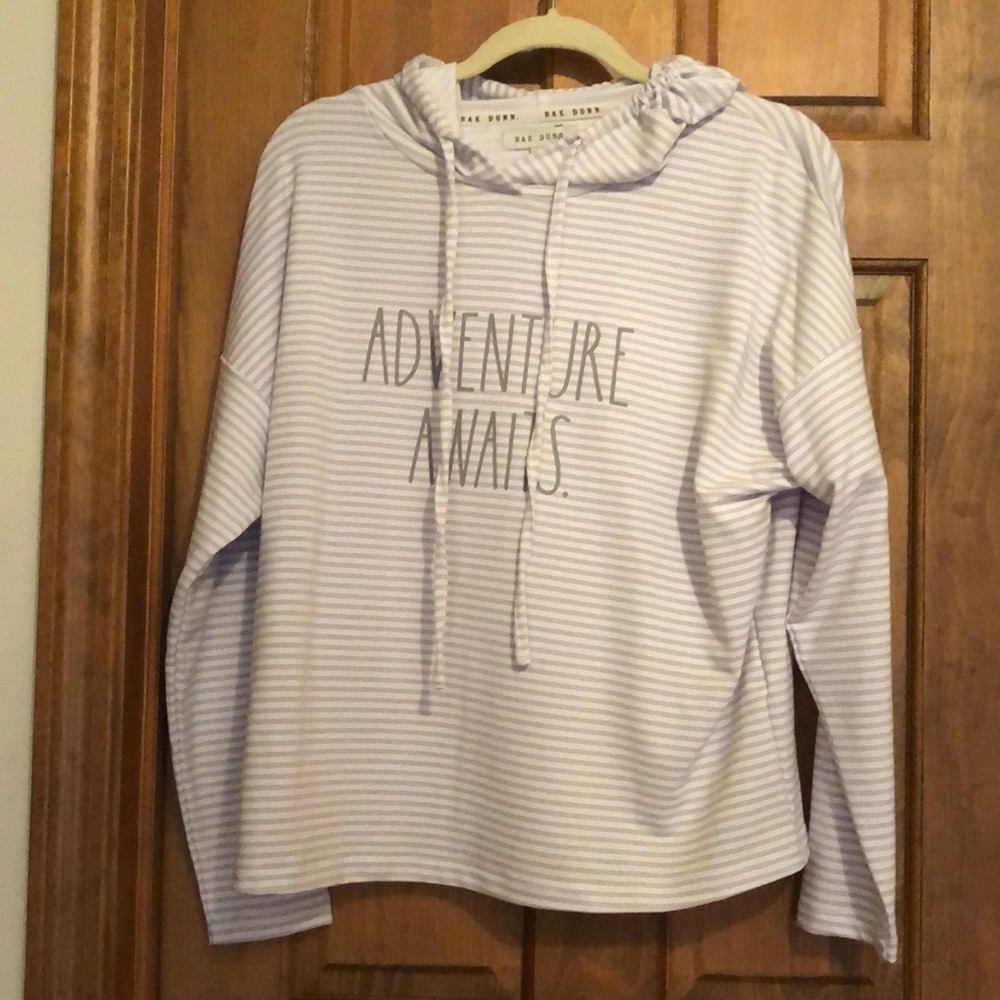NWOT Rae Dunn Gray & White Hoodie Top